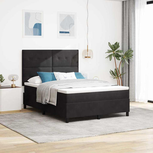 Letto a Sorgente LED con testiera Nero 140 x 200 cm Velluto | homemem39