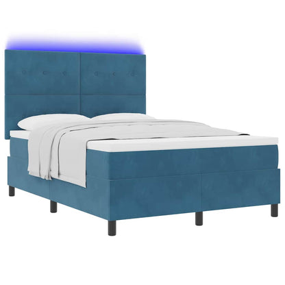 Letto a Sorgente LED Blu Scuro 140 x 200 cm Velluto | homemem39