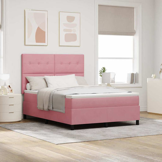 Letto a Sorgente LED con testiera Rosa 140 x 200 cm Velluto | homemem39