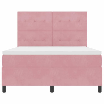 Letto a Sorgente LED con testiera Rosa 140 x 200 cm Velluto | homemem39