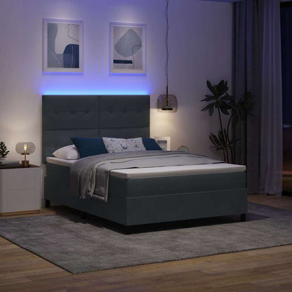 Letto a Sorgente LED Grigio scuro 160 x 200 cm Velluto | homemem39