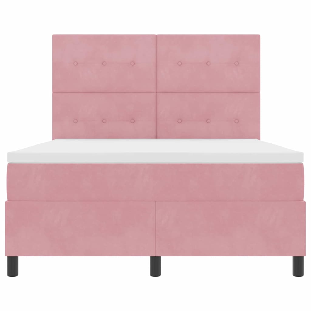 Letto a Sorgente LED con testiera Rosa 160 x 200 cm Velluto | homemem39