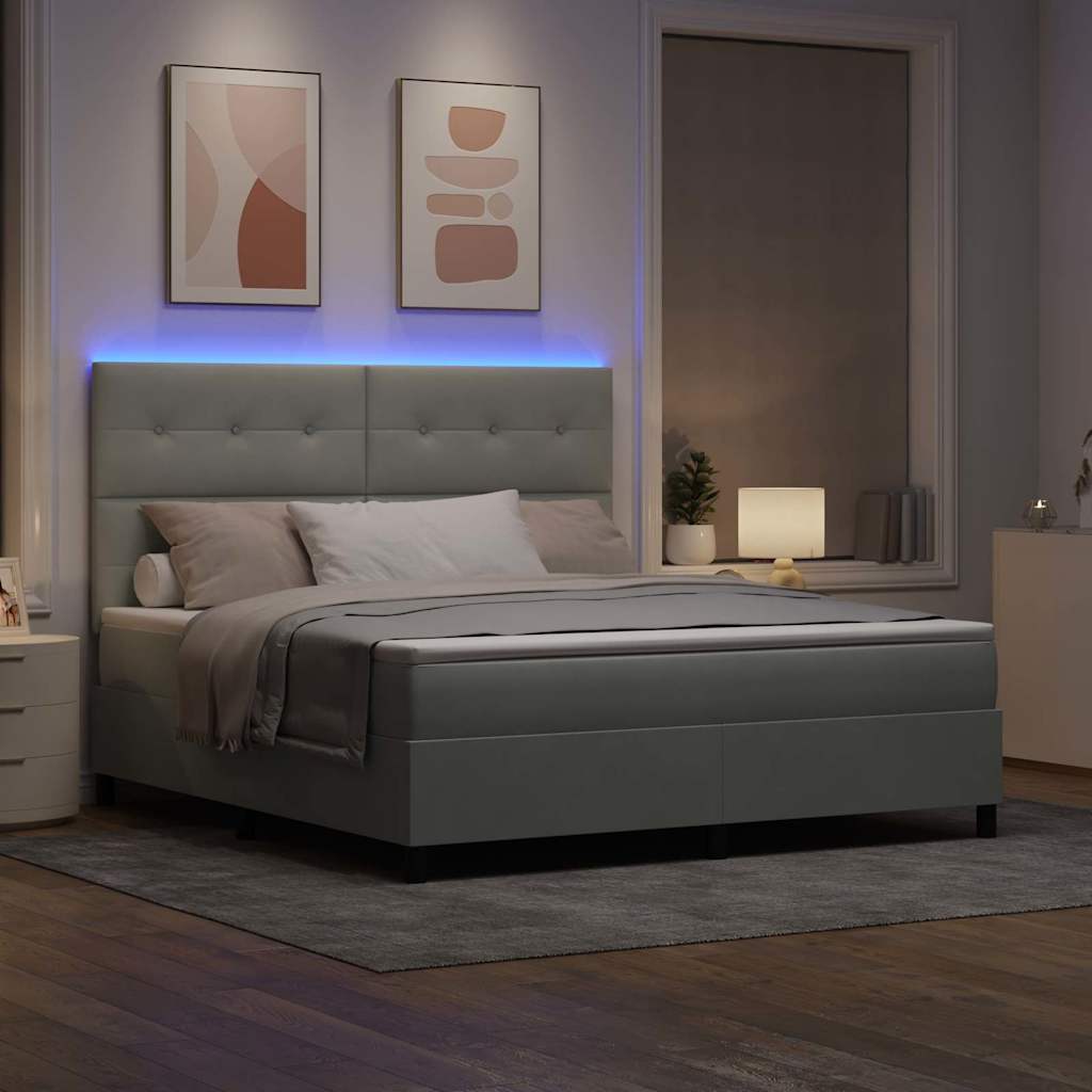 Letto a Sorgente LED Grigio chiaro 180 x 200 cm Velluto | homemem39