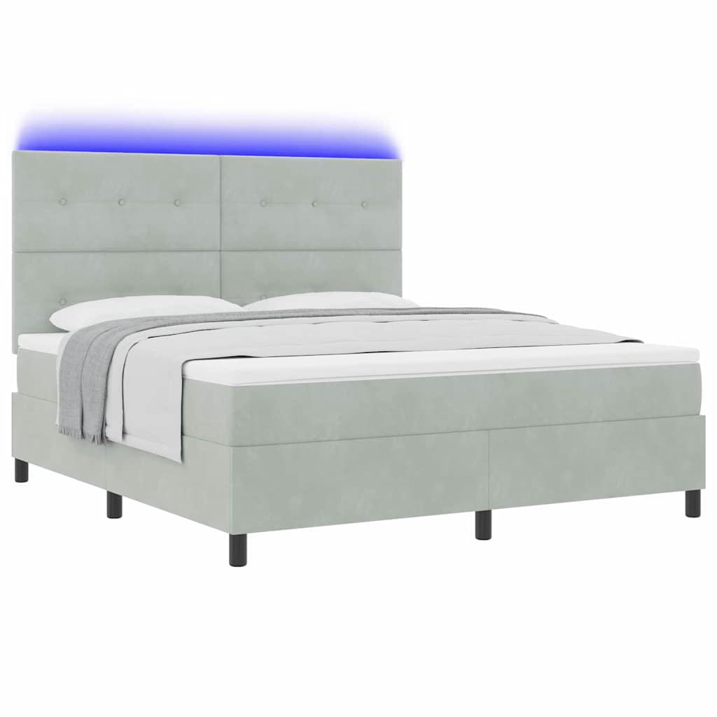 Letto a Sorgente LED Grigio chiaro 180 x 200 cm Velluto | homemem39