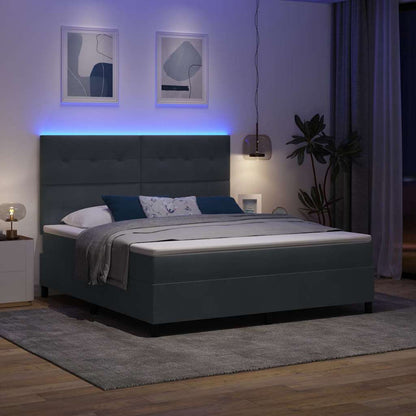 Letto a Sorgente LED Grigio scuro 180 x 200 cm Velluto | homemem39