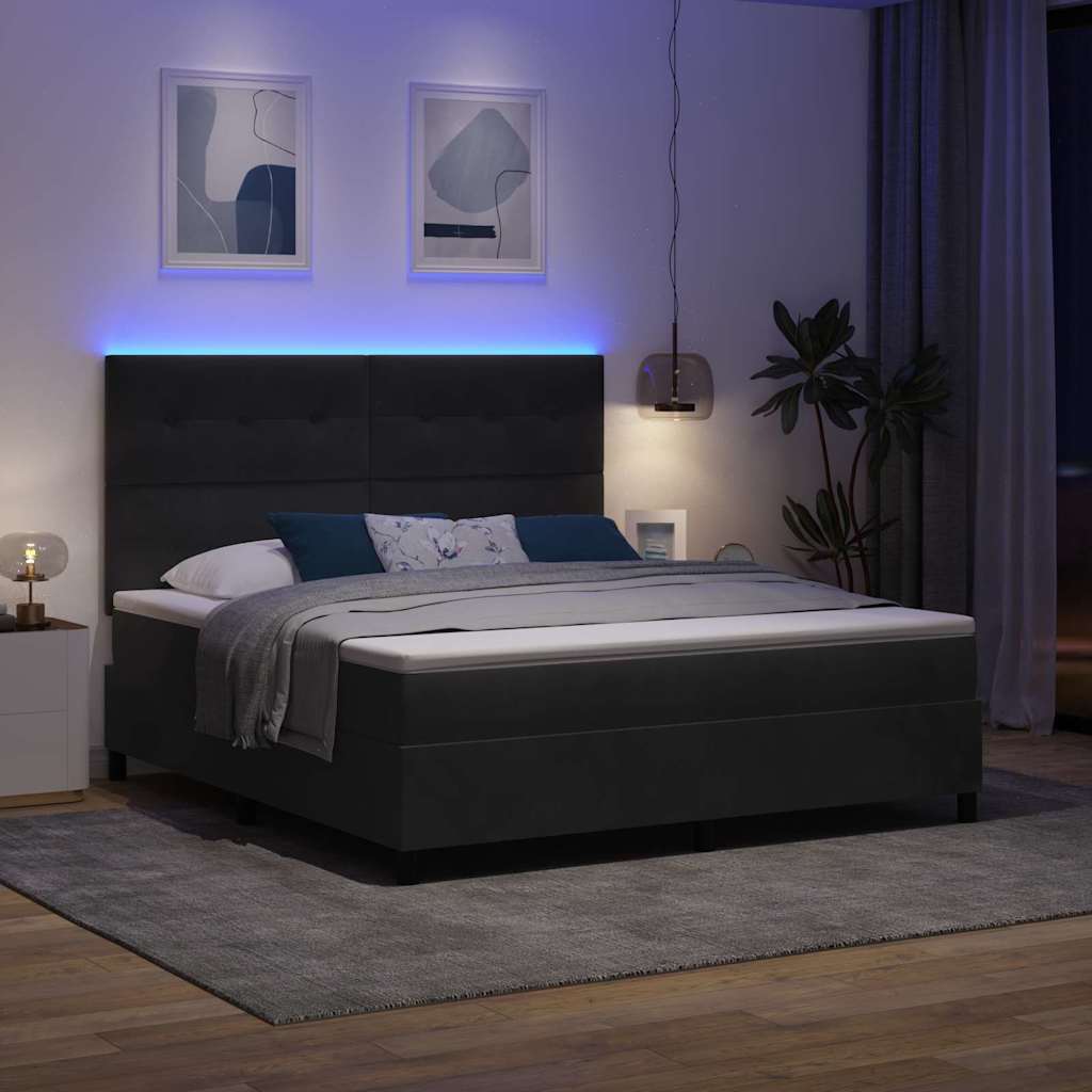 Letto a Sorgente LED con testiera Nero 180 x 200 cm Velluto | homemem39