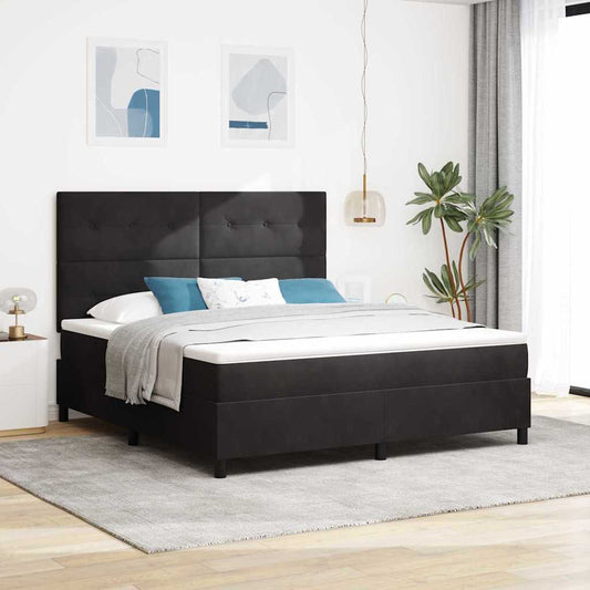 Letto a Sorgente LED con testiera Nero 180 x 200 cm Velluto | homemem39