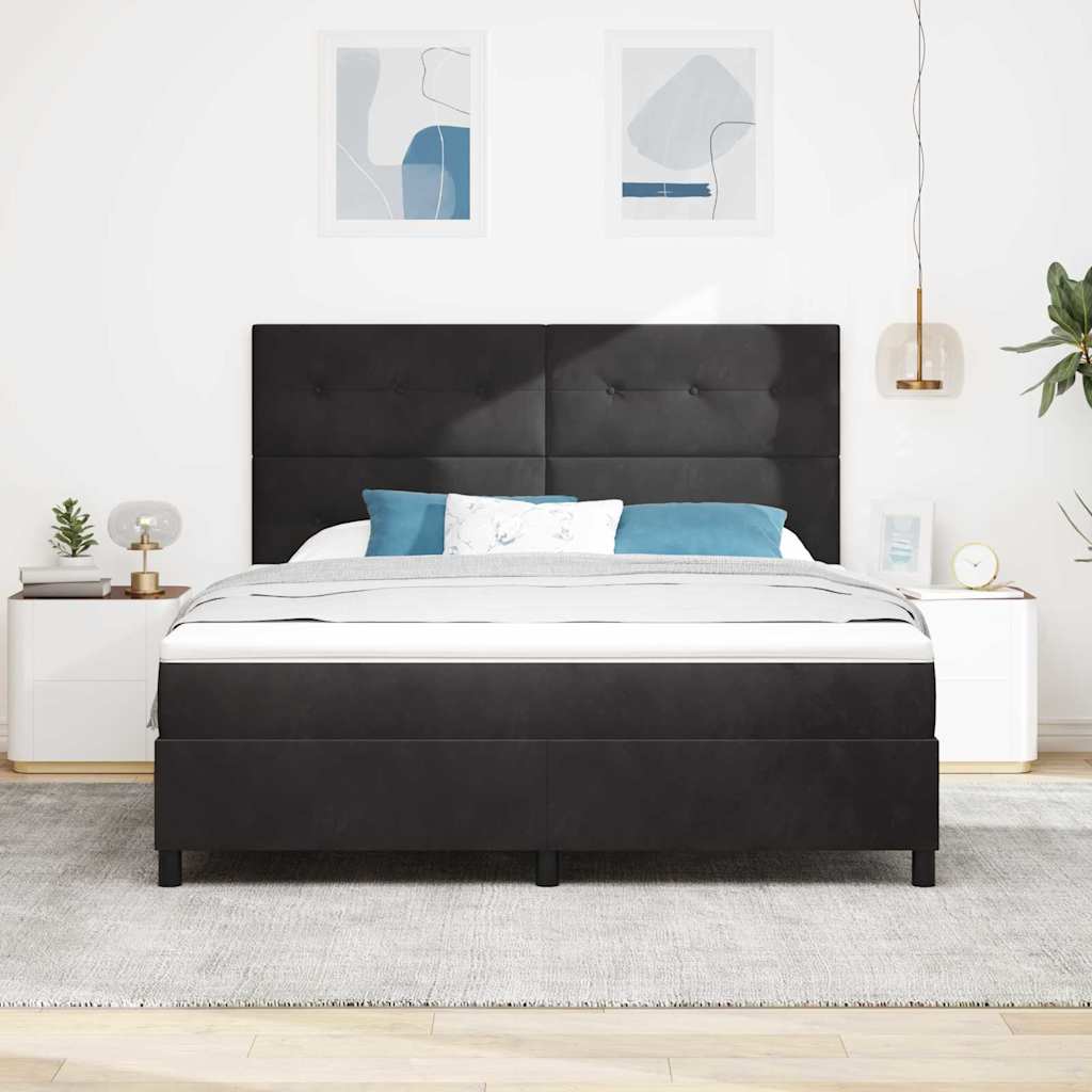 Letto a Sorgente LED con testiera Nero 180 x 200 cm Velluto | homemem39