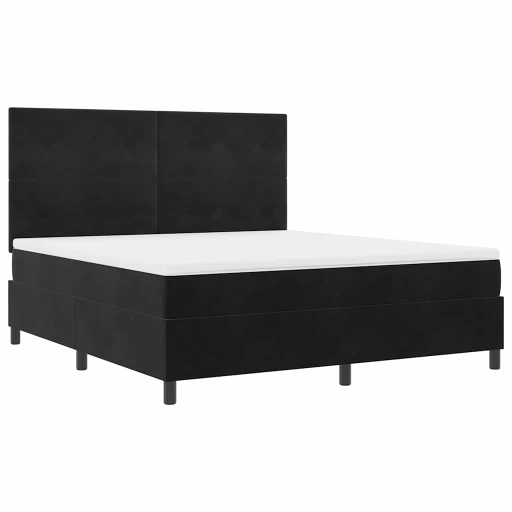Letto a Sorgente LED con testiera Nero 180 x 200 cm Velluto | homemem39