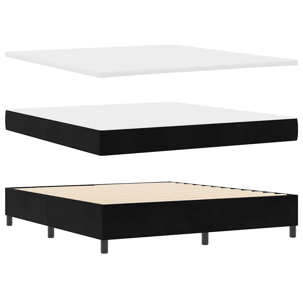Letto a Sorgente LED con testiera Nero 180 x 200 cm Velluto | homemem39