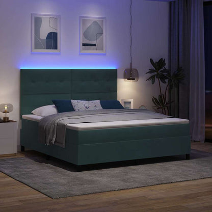 Letto a Sorgente LED Verde Scuro 180 x 200 cm Velluto | homemem39