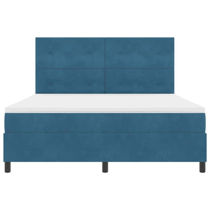 Letto a Sorgente LED Blu Scuro 180 x 200 cm Velluto | homemem39
