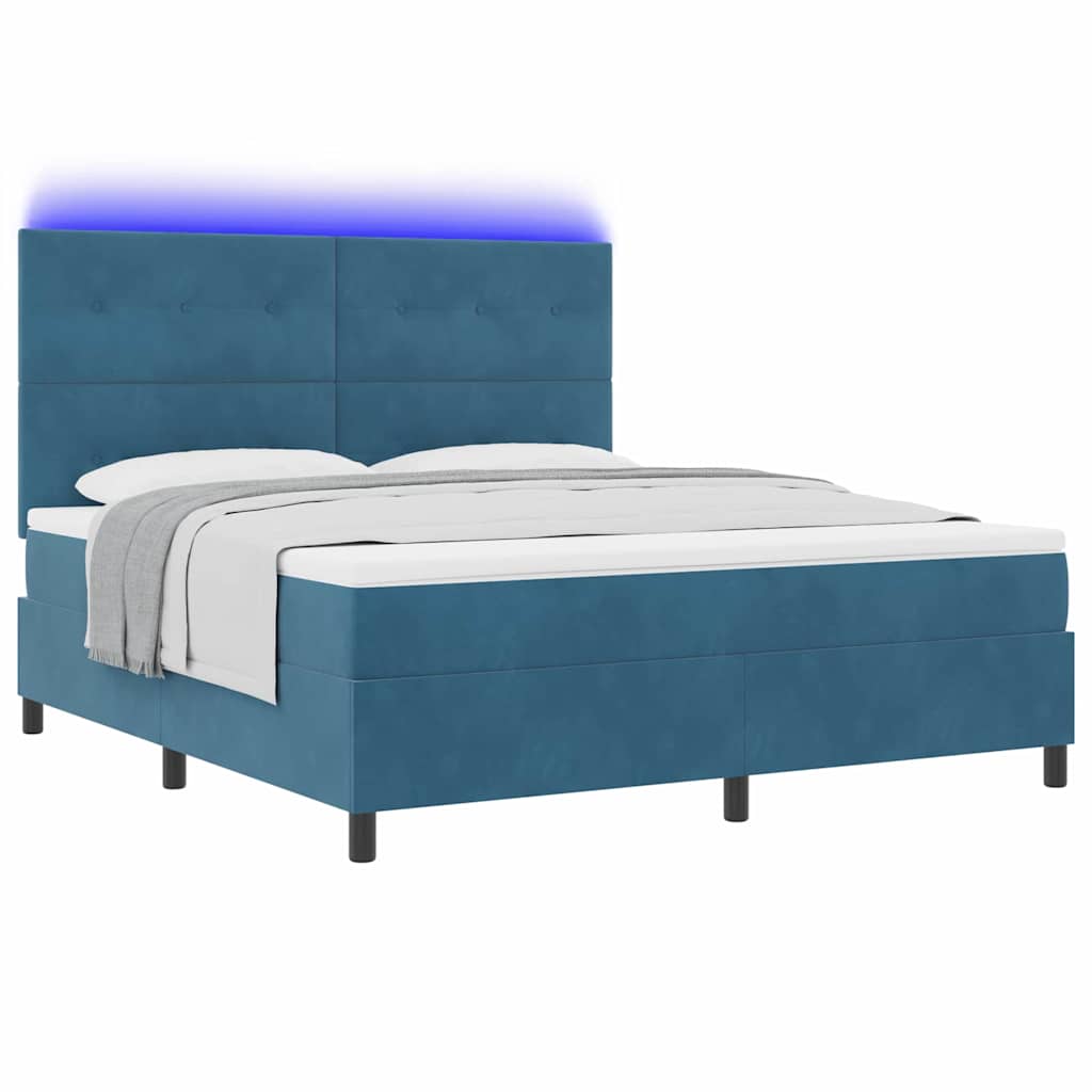 Letto a Sorgente LED Blu Scuro 180 x 200 cm Velluto | homemem39