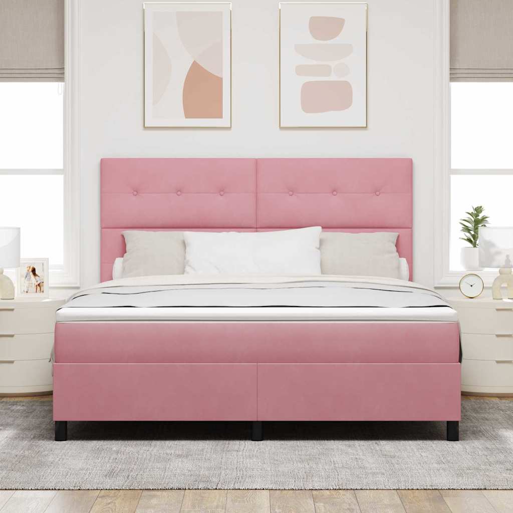 Letto a Sorgente LED con testiera Rosa 180 x 200 cm Velluto | homemem39