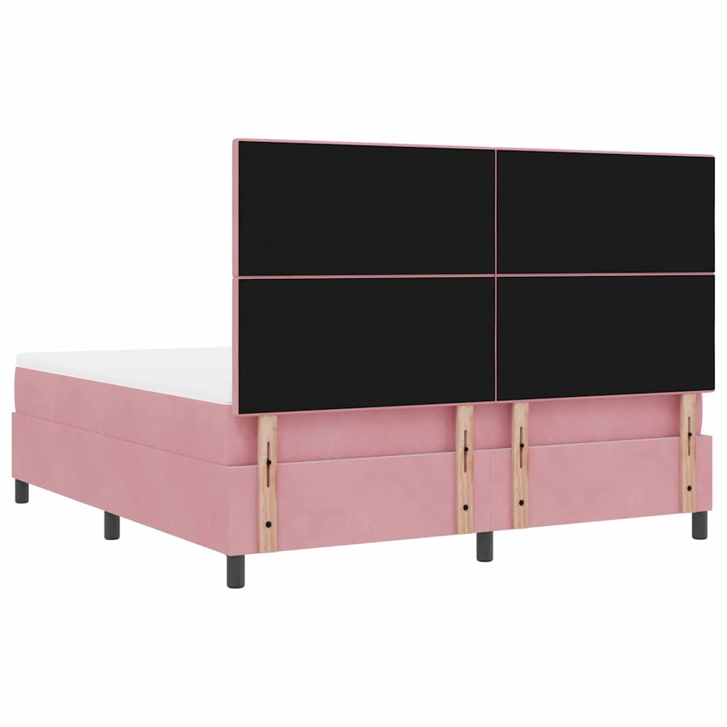 Letto a Sorgente LED con testiera Rosa 180 x 200 cm Velluto | homemem39