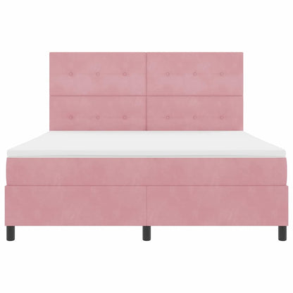 Letto a Sorgente LED con testiera Rosa 180 x 200 cm Velluto | homemem39