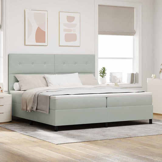 Letto a Sorgente LED Grigio chiaro 200 x 200 cm Velluto | homemem39