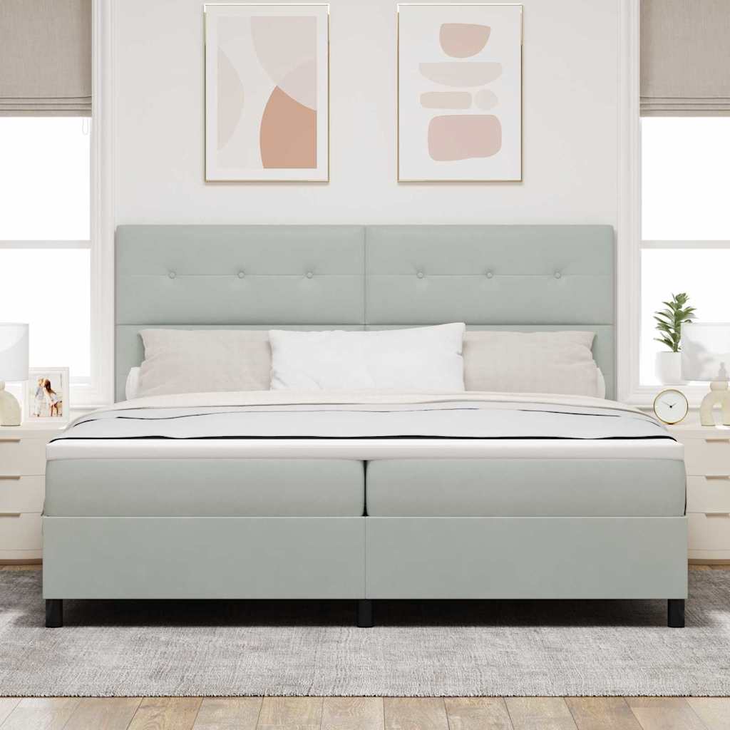 Letto a Sorgente LED Grigio chiaro 200 x 200 cm Velluto | homemem39