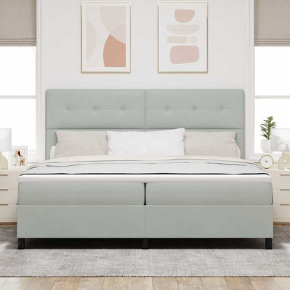 Letto a Sorgente LED Grigio chiaro 200 x 200 cm Velluto | homemem39
