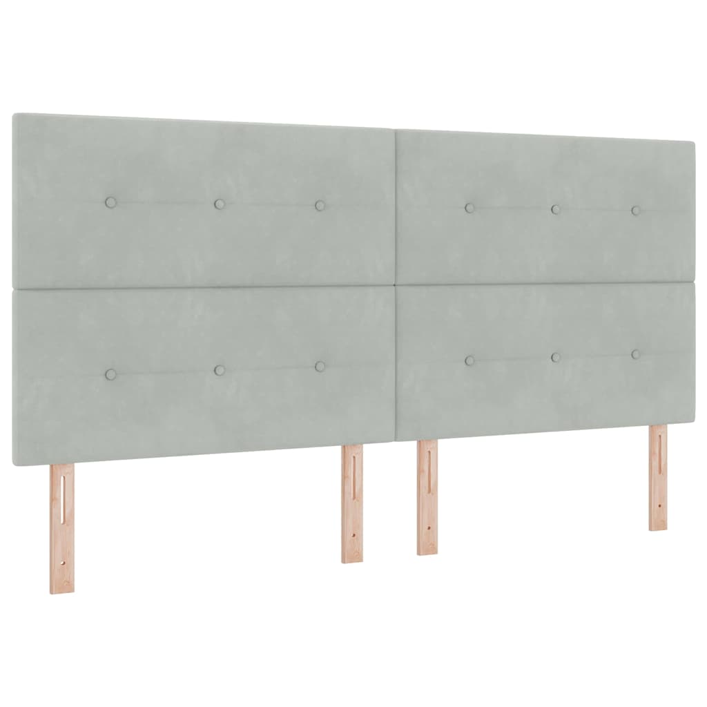Letto a Sorgente LED Grigio chiaro 200 x 200 cm Velluto | homemem39