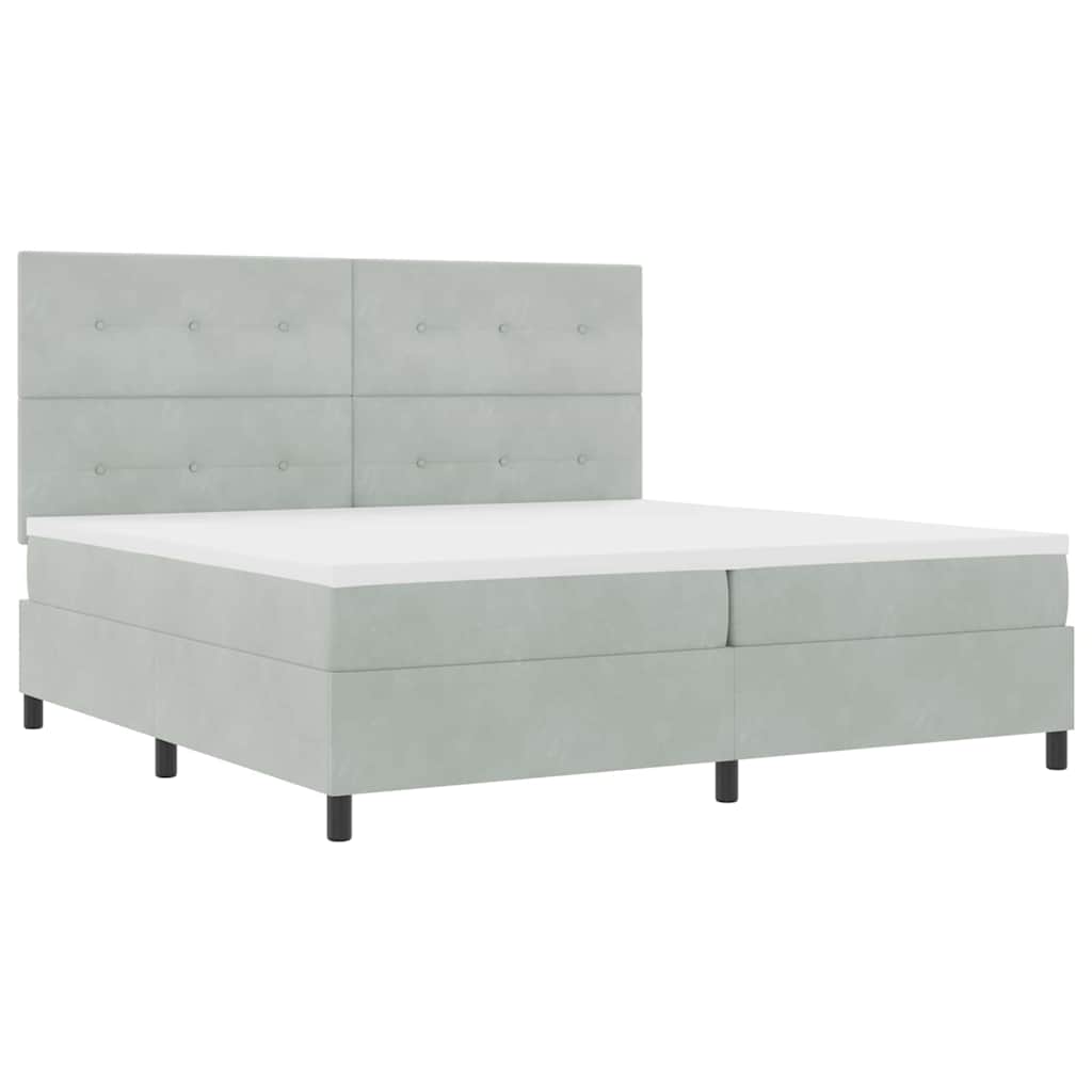 Letto a Sorgente LED Grigio chiaro 200 x 200 cm Velluto | homemem39