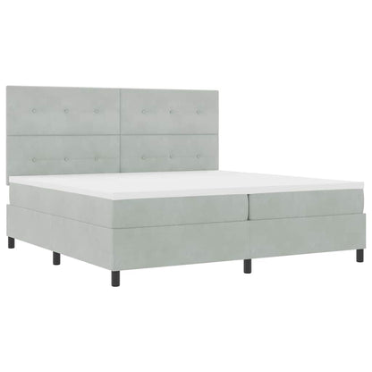 Letto a Sorgente LED Grigio chiaro 200 x 200 cm Velluto | homemem39