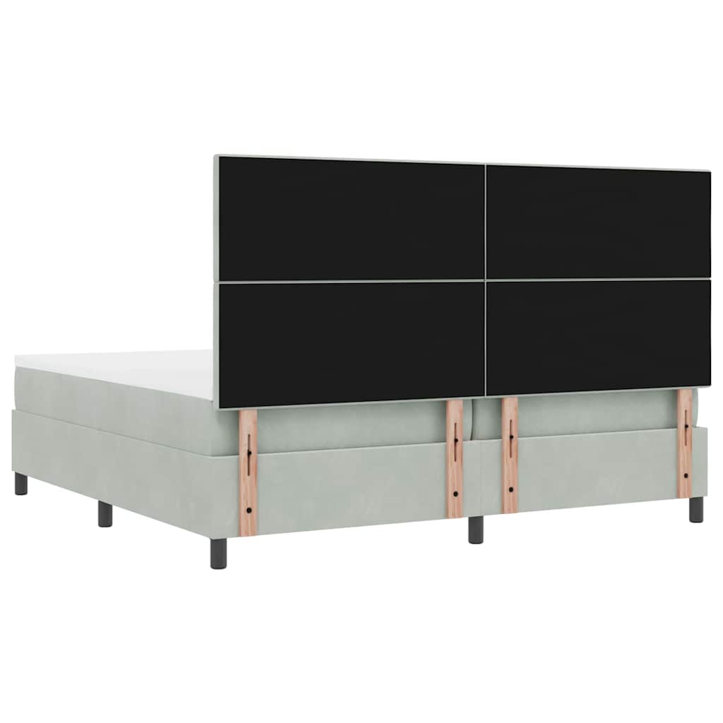 Letto a Sorgente LED Grigio chiaro 200 x 200 cm Velluto | homemem39