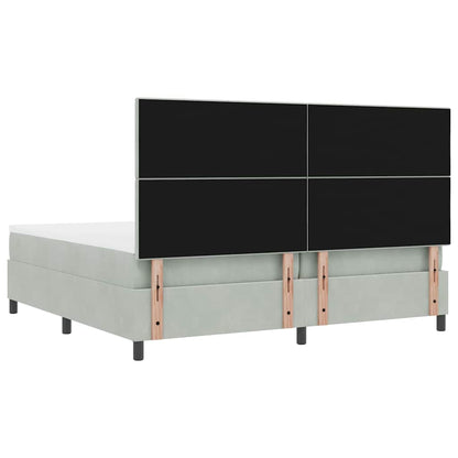 Letto a Sorgente LED Grigio chiaro 200 x 200 cm Velluto | homemem39