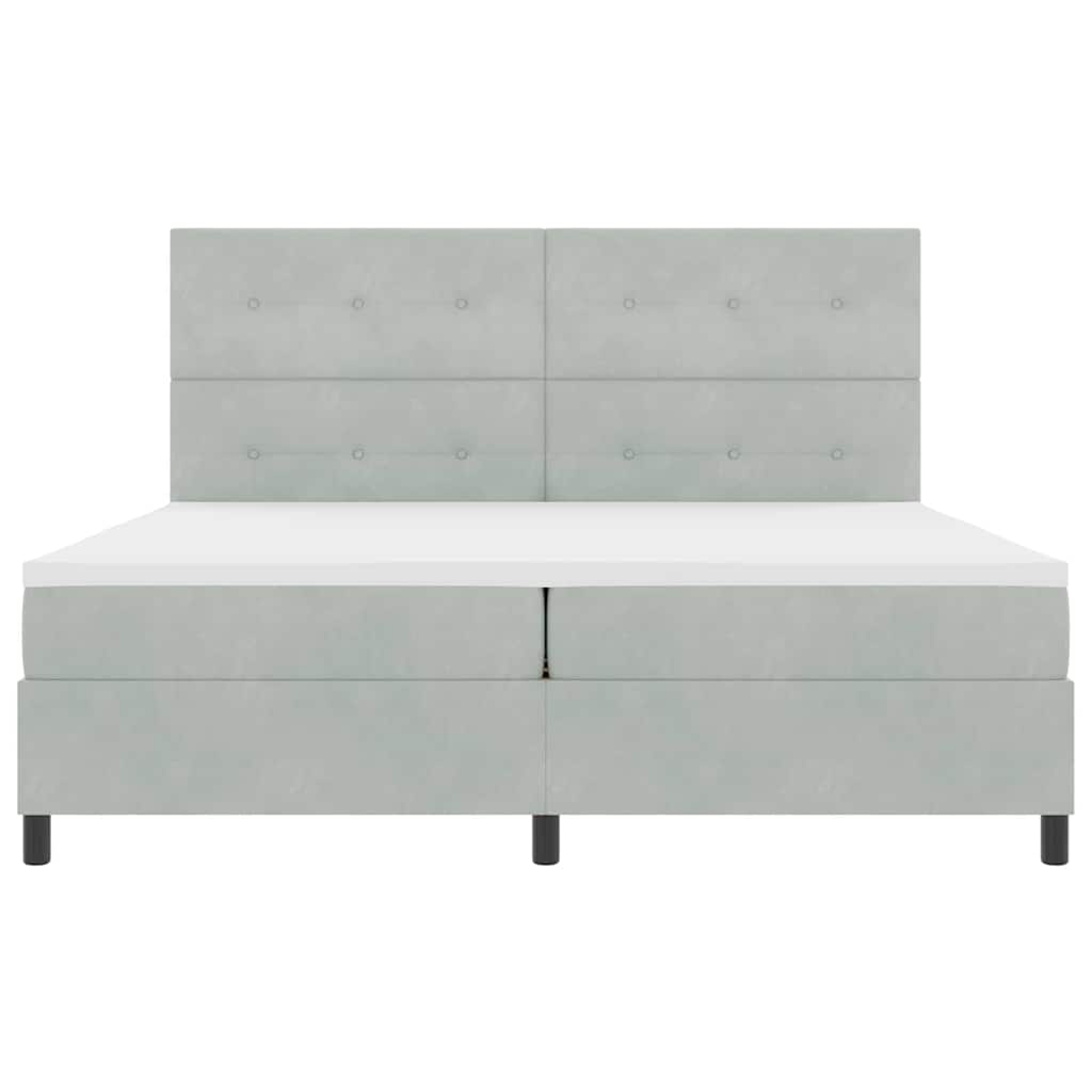 Letto a Sorgente LED Grigio chiaro 200 x 200 cm Velluto | homemem39