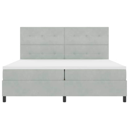 Letto a Sorgente LED Grigio chiaro 200 x 200 cm Velluto | homemem39