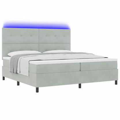 Letto a Sorgente LED Grigio chiaro 200 x 200 cm Velluto | homemem39