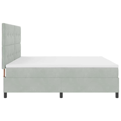 Letto a Sorgente LED Grigio chiaro 200 x 200 cm Velluto | homemem39