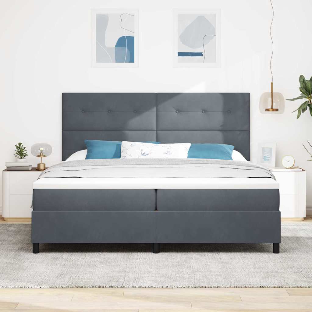 Letto a Sorgente LED Grigio scuro 200 x 200 cm Velluto | homemem39