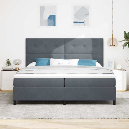 Letto a Sorgente LED Grigio scuro 200 x 200 cm Velluto | homemem39