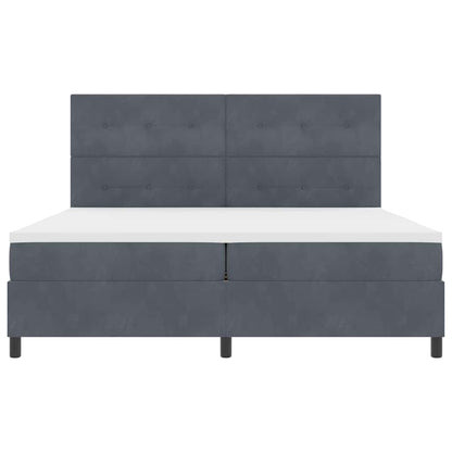 Letto a Sorgente LED Grigio scuro 200 x 200 cm Velluto | homemem39