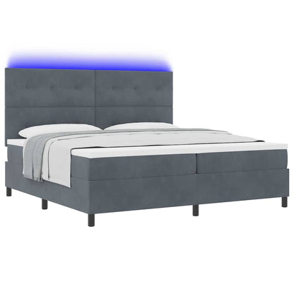Letto a Sorgente LED Grigio scuro 200 x 200 cm Velluto | homemem39