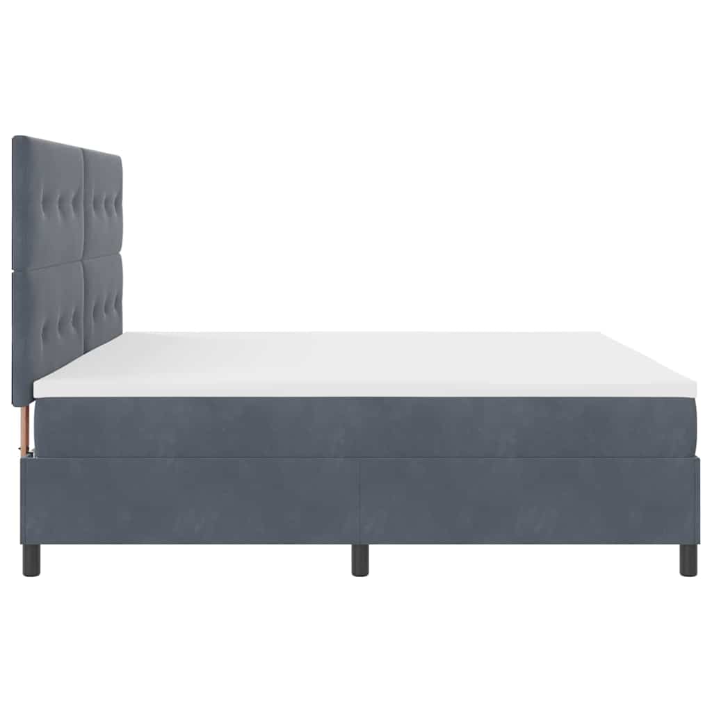 Letto a Sorgente LED Grigio scuro 200 x 200 cm Velluto | homemem39