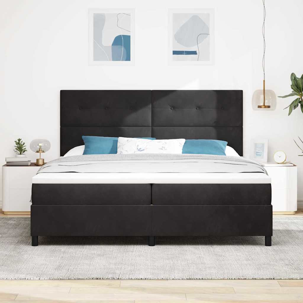 Letto a Sorgente LED con testiera Nero 200 x 200 cm Velluto | homemem39