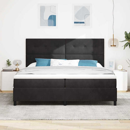 Letto a Sorgente LED con testiera Nero 200 x 200 cm Velluto | homemem39