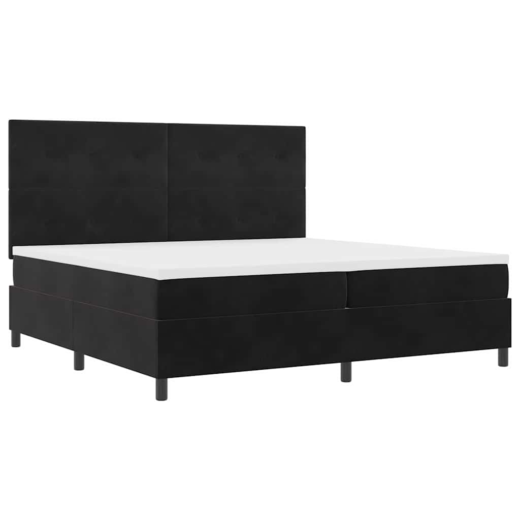 Letto a Sorgente LED con testiera Nero 200 x 200 cm Velluto | homemem39