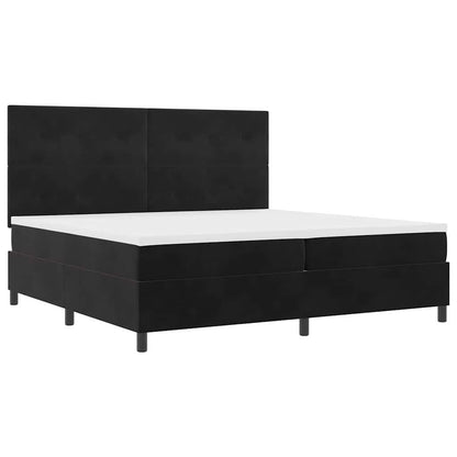Letto a Sorgente LED con testiera Nero 200 x 200 cm Velluto | homemem39