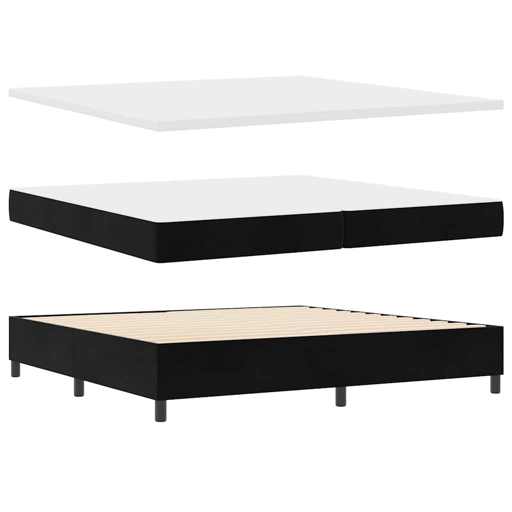 Letto a Sorgente LED con testiera Nero 200 x 200 cm Velluto | homemem39
