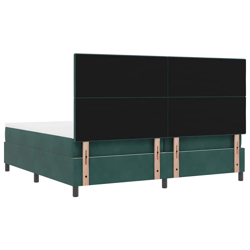 Letto a Sorgente LED Verde Scuro 200 x 200 cm Velluto | homemem39