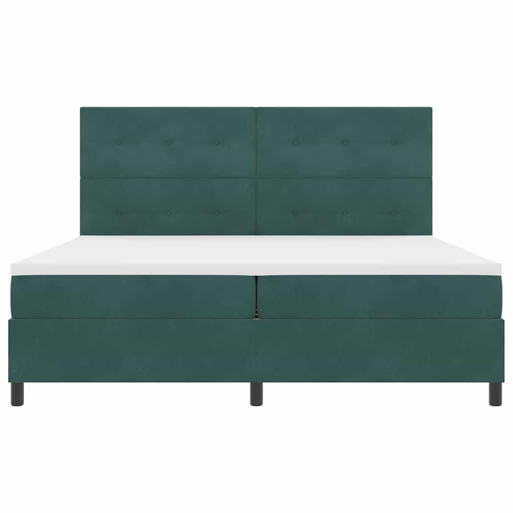 Letto a Sorgente LED Verde Scuro 200 x 200 cm Velluto | homemem39