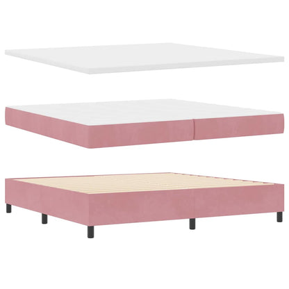 Letto a Sorgente LED con testiera Rosa 200 x 200 cm Velluto | homemem39