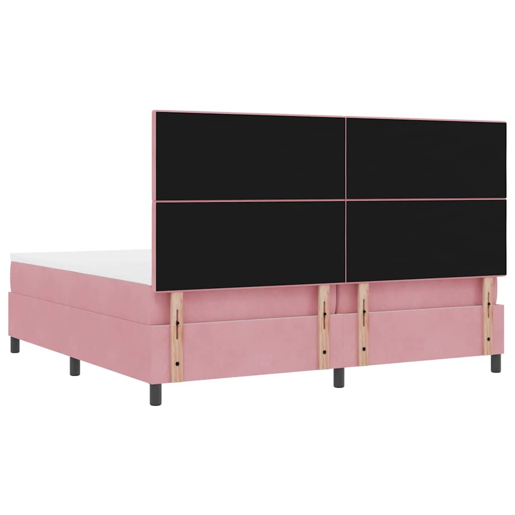 Letto a Sorgente LED con testiera Rosa 200 x 200 cm Velluto | homemem39