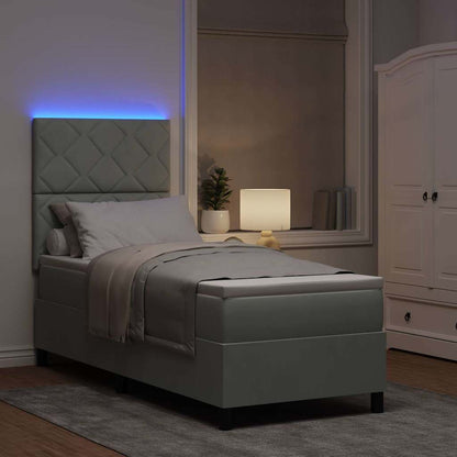 Letto a Sorgente LED Grigio chiaro 80 x 200 cm Velluto | homemem39