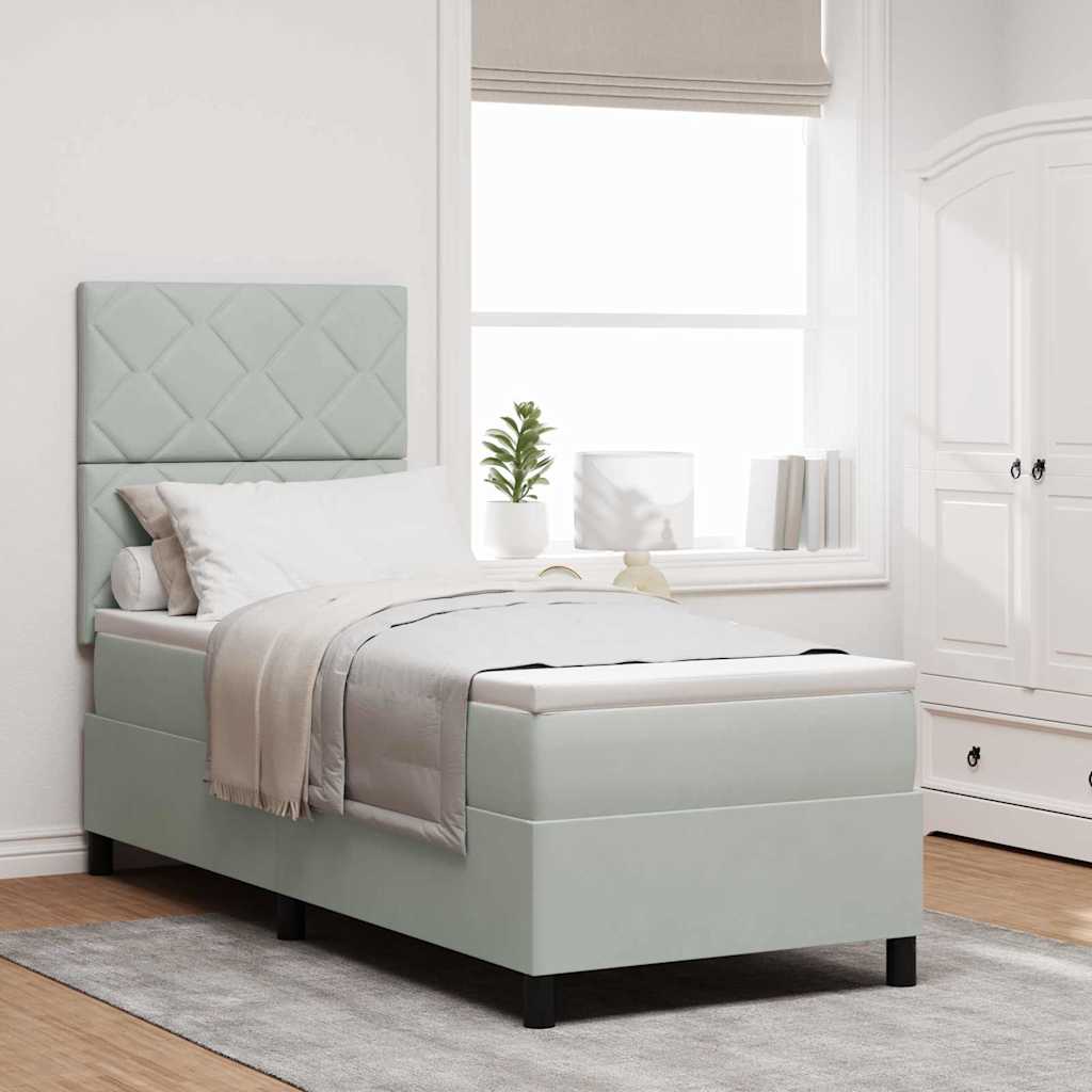Letto a Sorgente LED Grigio chiaro 80 x 200 cm Velluto