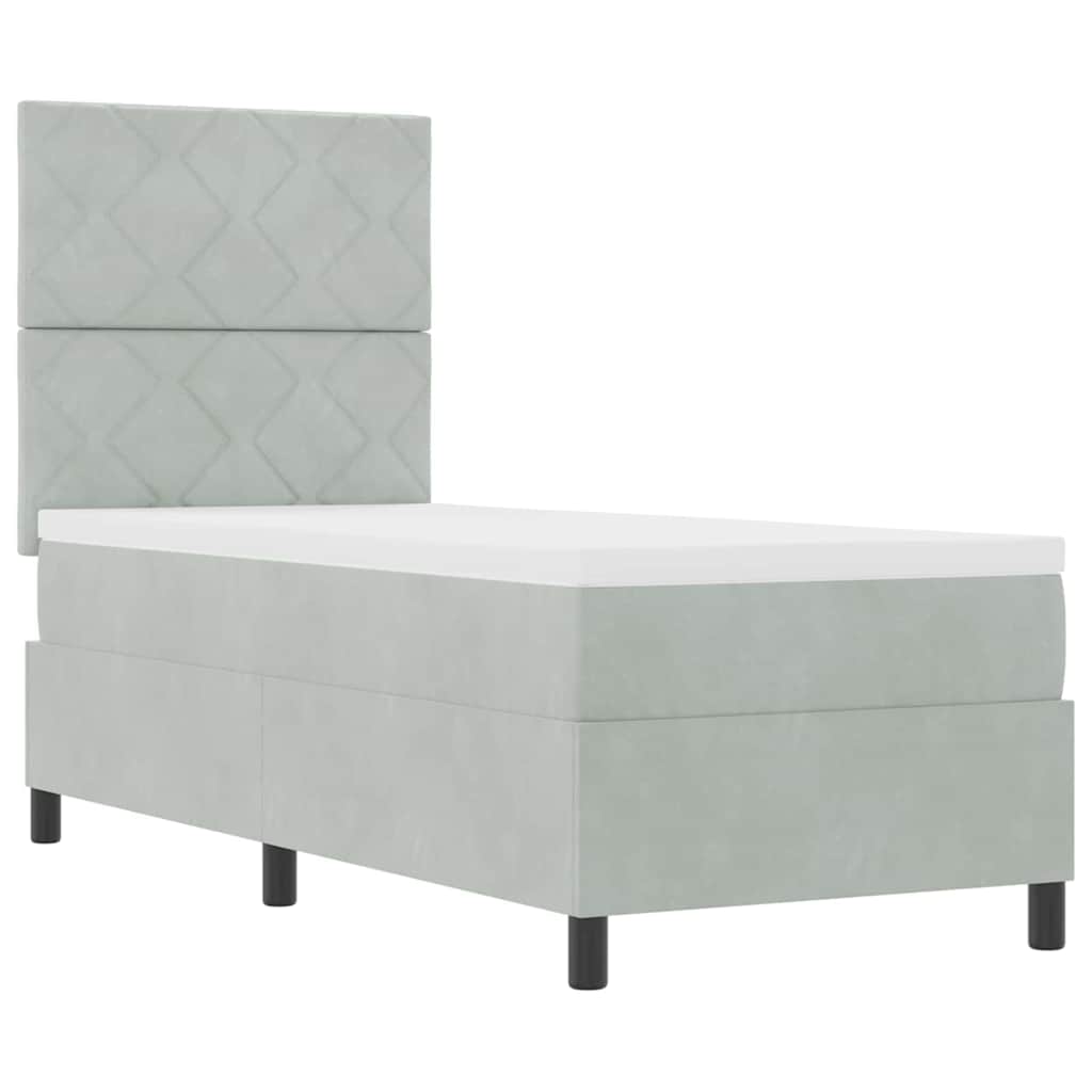 Letto a Sorgente LED Grigio chiaro 80 x 200 cm Velluto