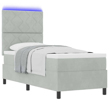 Letto a Sorgente LED Grigio chiaro 80 x 200 cm Velluto